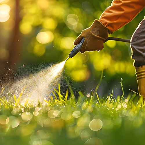 A Professional applying Tick Killz to a yard to control ticks.